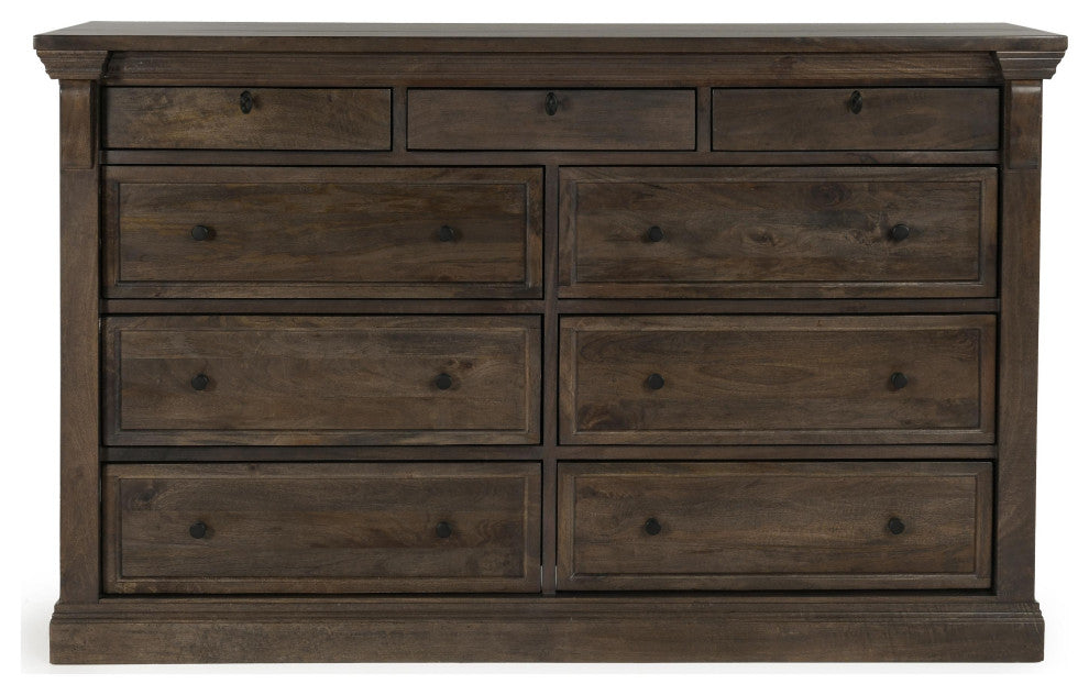Adelaide Nine-Drawer Mango Wood Dresser, Cocoa Brown by Kosas Home