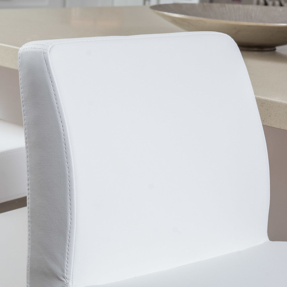 GDF Studio Jalen White Leather Bar Stools, Set of 2