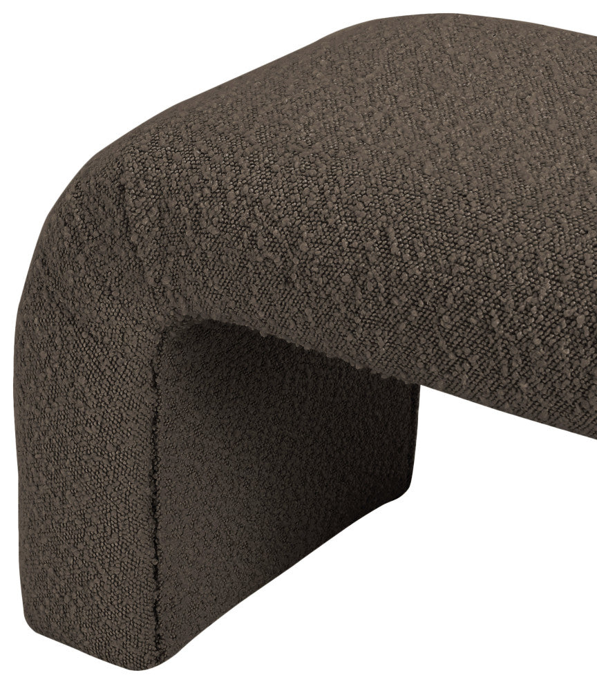 Niagara Boucle Fabric Upholstered Bench, Brown, 28" Wide