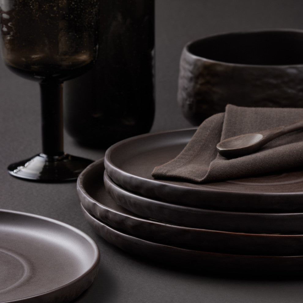 Stone by Mercer Project SHOSAI Stoneware 16 Piece Dinnerware Set, Black