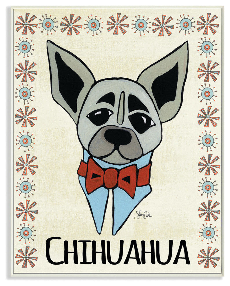 Whimsical Chihuahua Wearing Bow Tie Wall Plaque