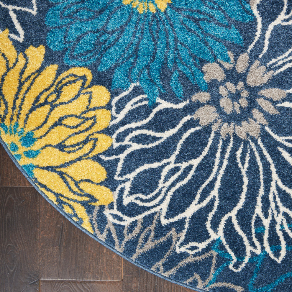 Nourison Passion 4'' x Round Blue Contemporary Indoor Area Rug