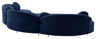 Vivacious Velvet Upholstered 3-Piece Sectional, Navy