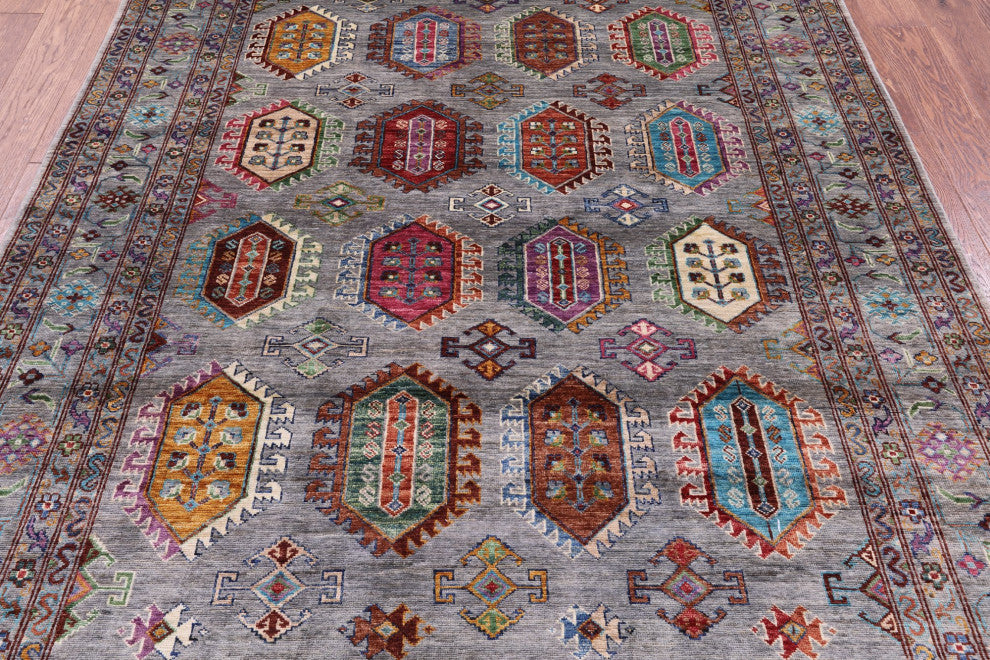5' 7" X 7' 8" Fine Turkmen Ersari Hand Knotted Rug - Q12217