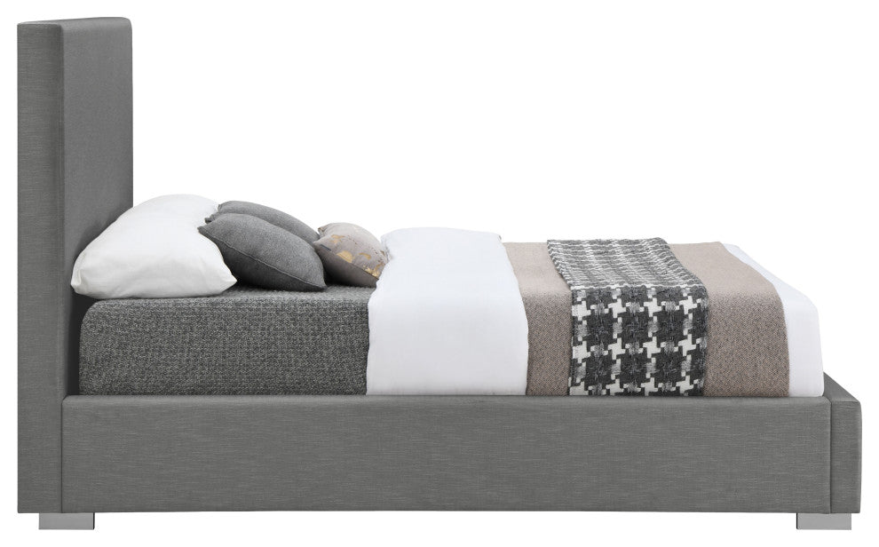 Crosby Linen Upholstered Bed, Gray, Full