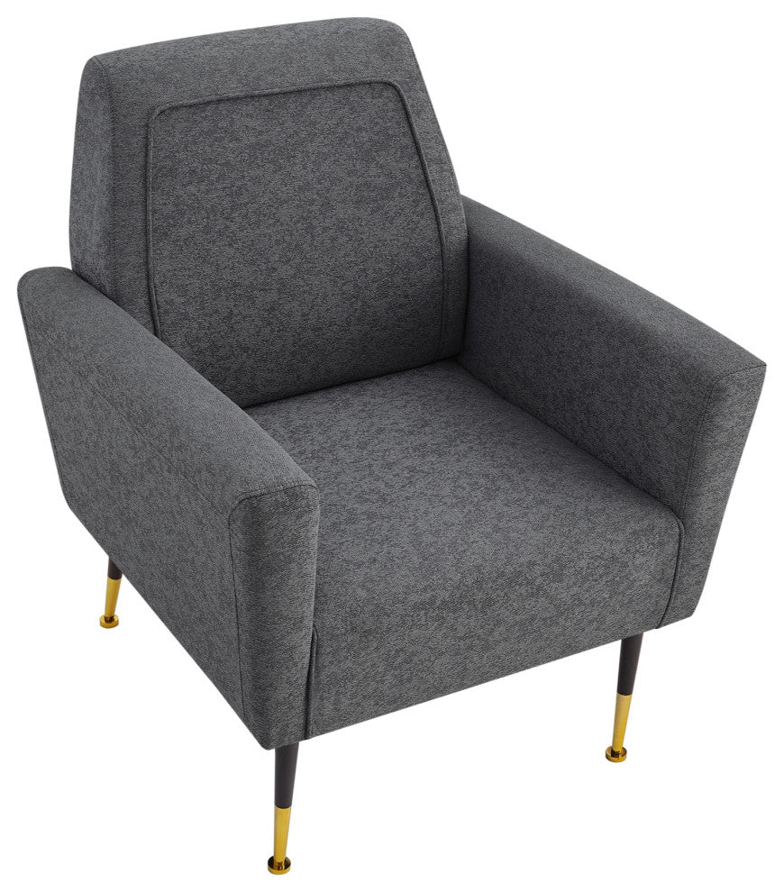Inspired Home Holt Accent Chair Velvet/Linen 30Lx32Wx36H, Dark Gray