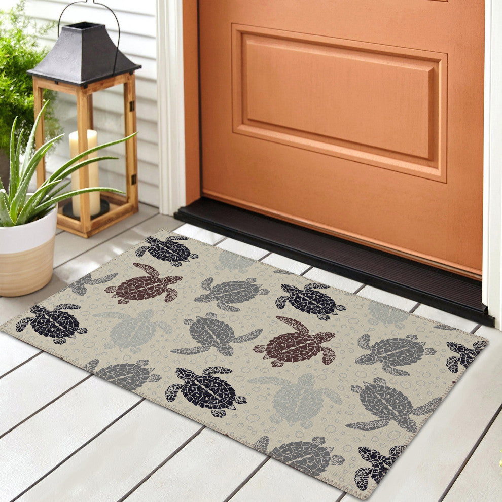 Indoor/Outdoor Seabreeze SZ13 Beige Machine Washable 1'8" x 2'6" Rug