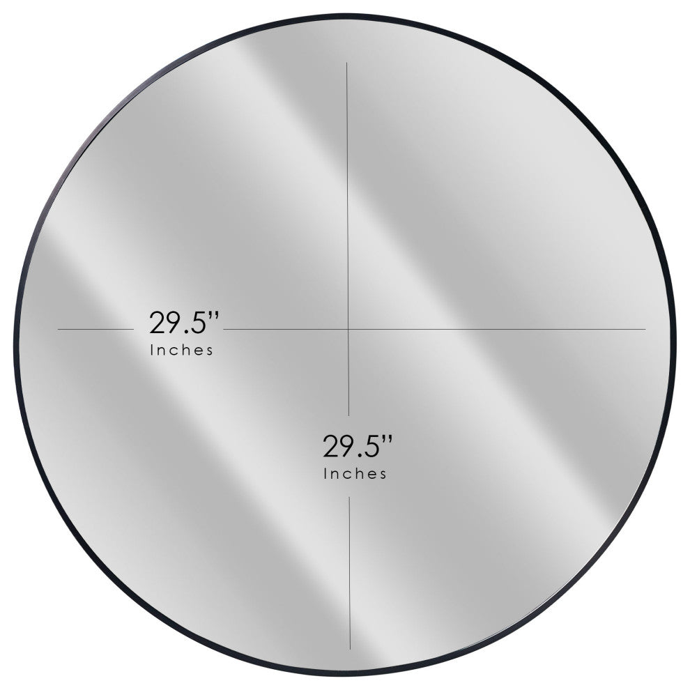 Black Round Thin Metal Framed Decorative Hanging Mirror - 30 x 30