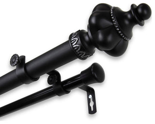 Arlie 1" Double Curtain Rod, Black, 66-120"