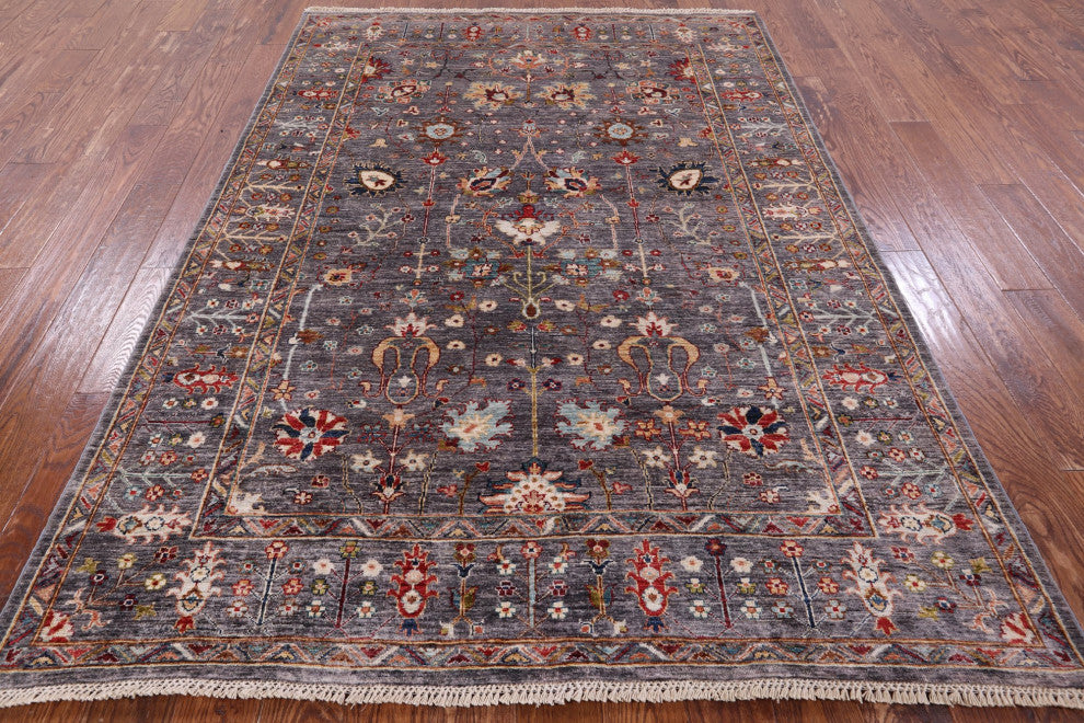5' 7" X 7' 9" Hand Knotted Persian Tabriz Wool Rug Q7669