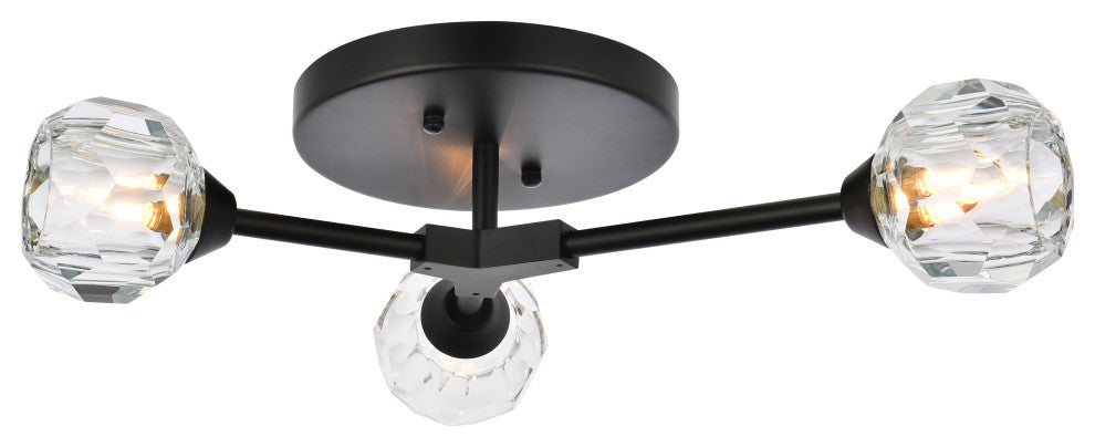 3 Light Flush Mount, Black