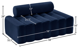 Melody Velvet Upholstered Chair, Navy, Loveseat