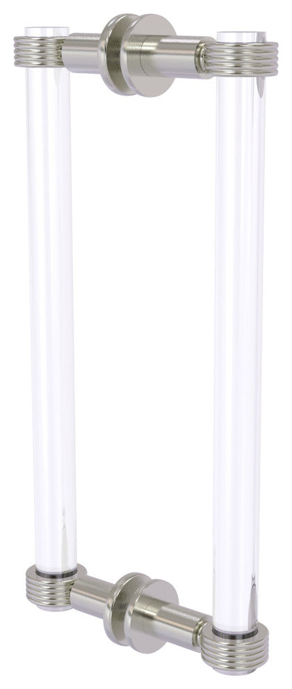 Clearview 12" Back to Back Groovy Accent Shower Door Pull, Satin Nickel