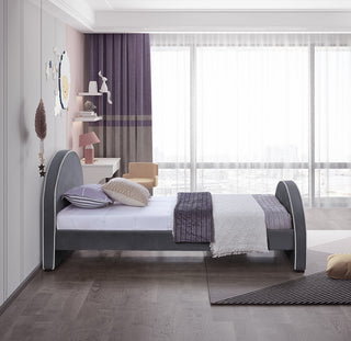Brody Velvet Upholstered  Bed, Gray, Twin
