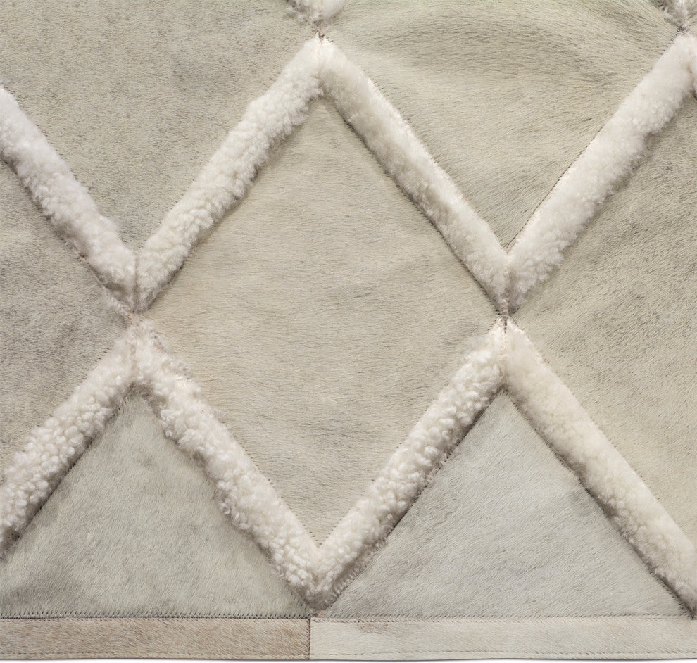 Cowhide Patchwork Rug, Hebe, Neutral, 12' X 15'