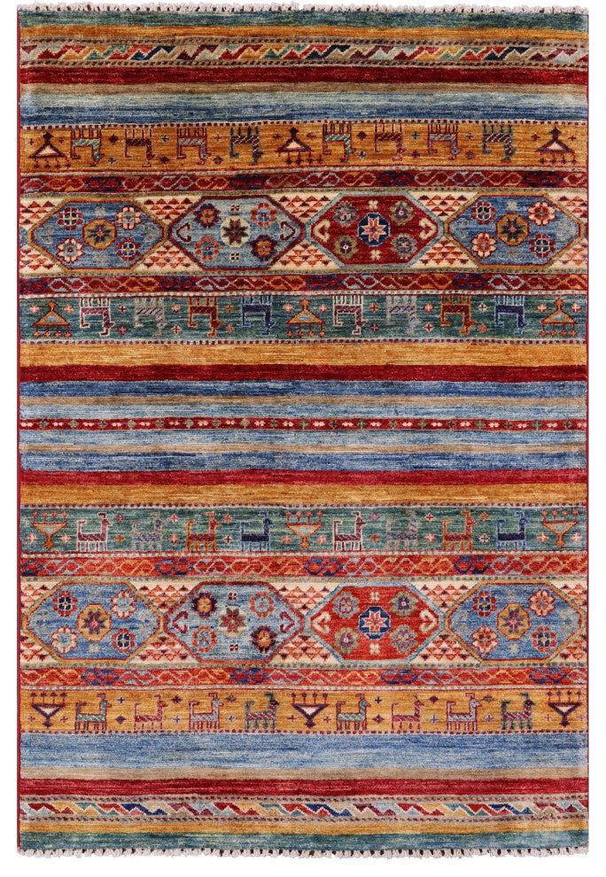 Handmade Persian Gabbeh Tribal Wool Rug 3' 3" X 4' 10" Q10803