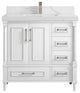 Aberdeen 36 Center Sink Bath Vanity in White 2" Calacatta Laza