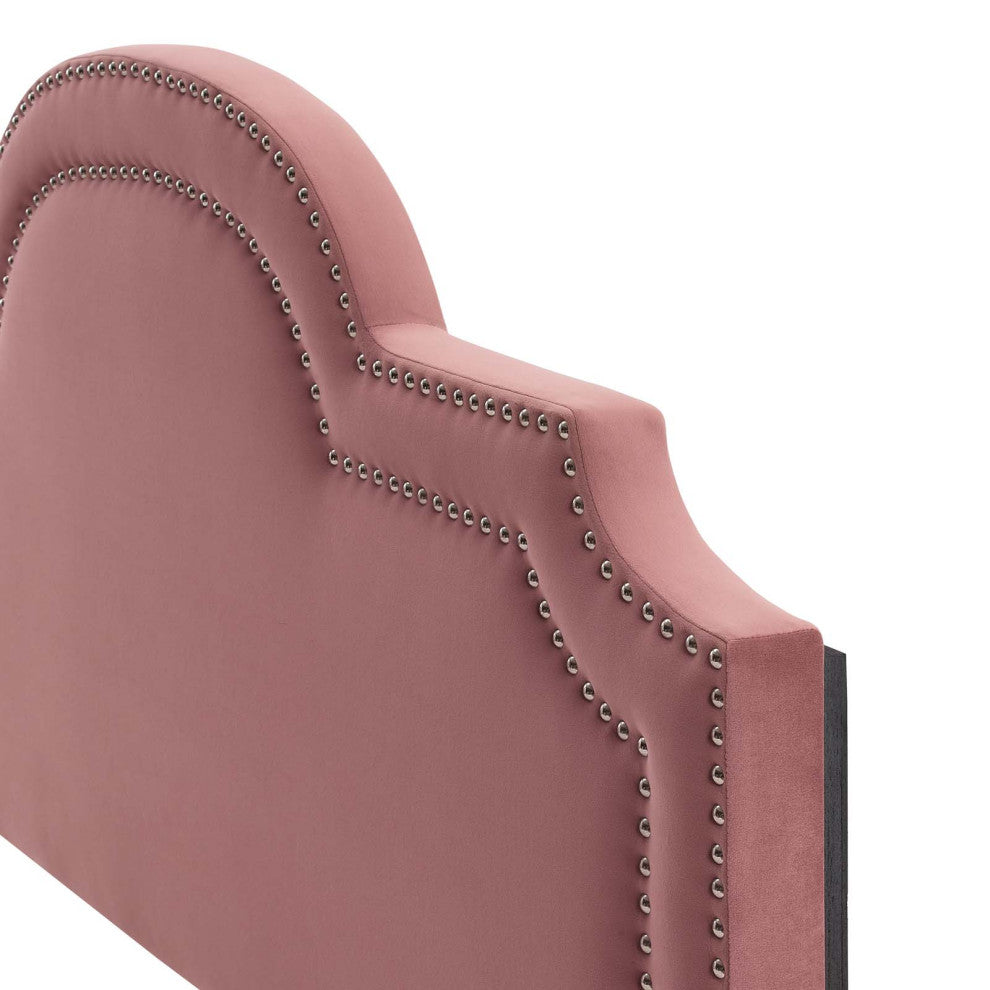 Headboard, Nailhead, Full Queen Size, Pink, Velvet, Modern, Mid Century Guest