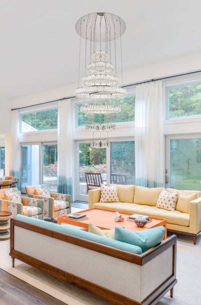 Contemporary Chrome-Light Chandelier