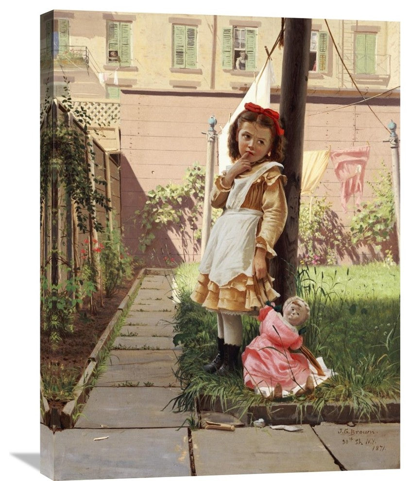 "Young Girl In a New York Garden" Canvas Giclee by John George Brown, 23"x30"