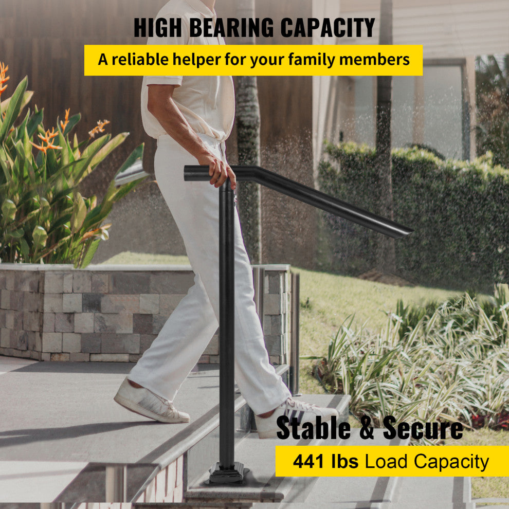 VEVOR 1-3 Step Handrail Railing for Steps Steel 330LBS Capacity with Screw Kit