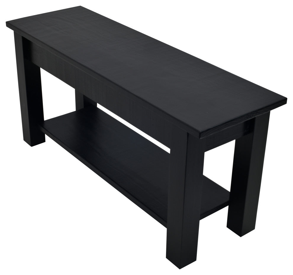 Tavern Farmhouse Storage Bench With Shoe Shelf Shoe Rack Black 24