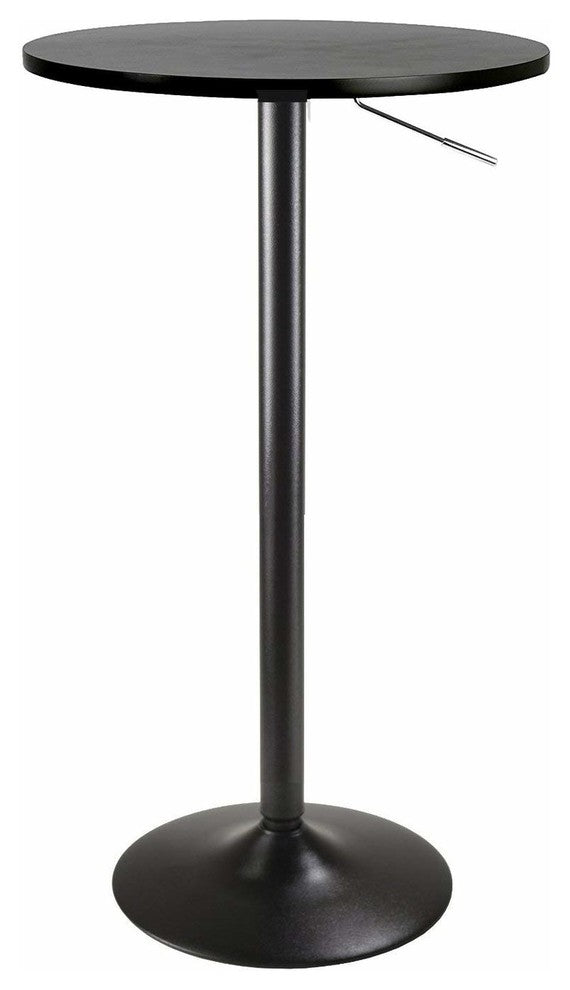 Adjustable Height Bar Table with rounded 28" MDF top and Black Base