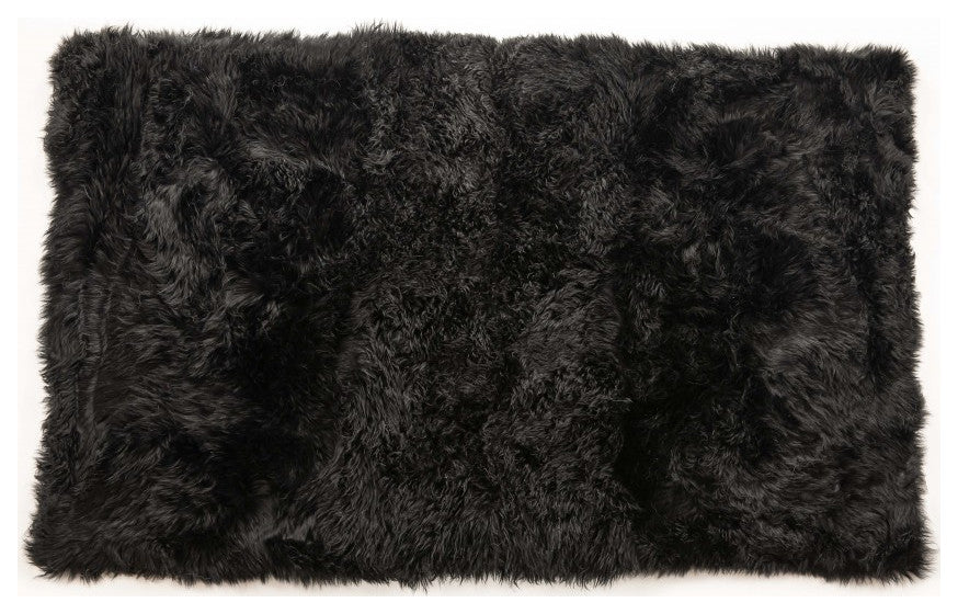 3' X 5' Black Natural Rectangular Sheepskin Area Rug