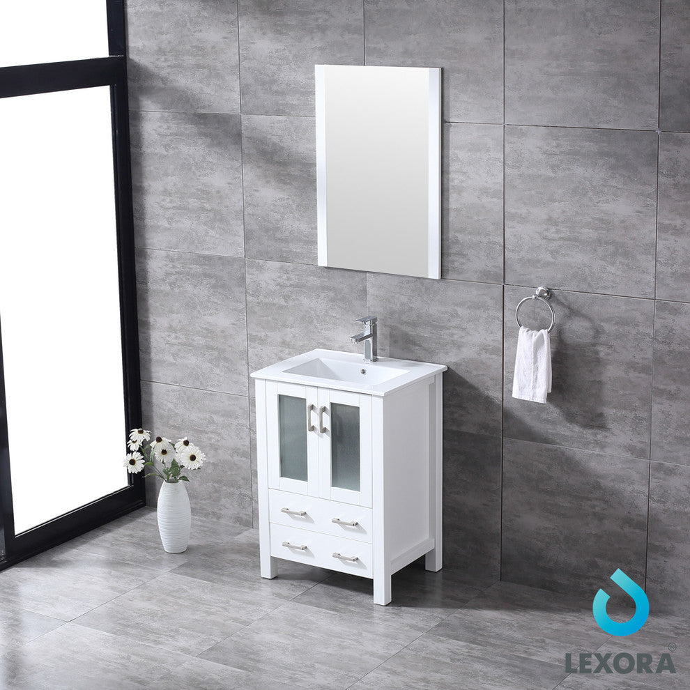 24" Single Vanity With Integrated Top, Sink, 22" Mirror