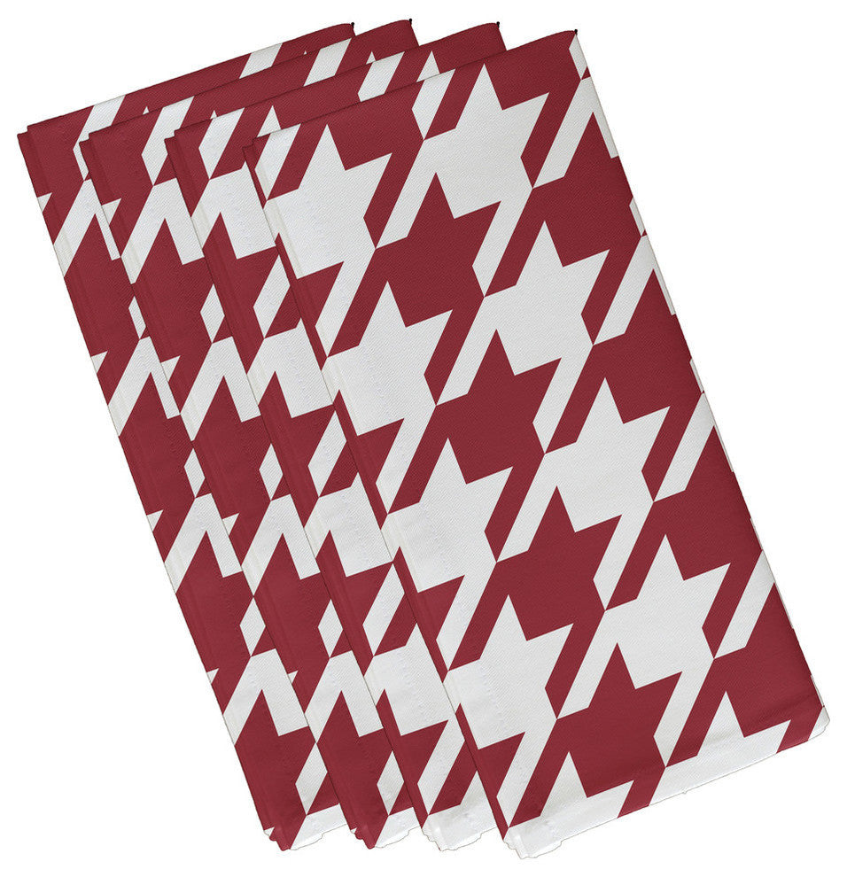 Houndstooth Geometric Print Napkin, Brick, Set of 4