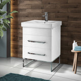 Fine Fixtures Modern Vanity Set, White, 24", Polished Chrome Hardware