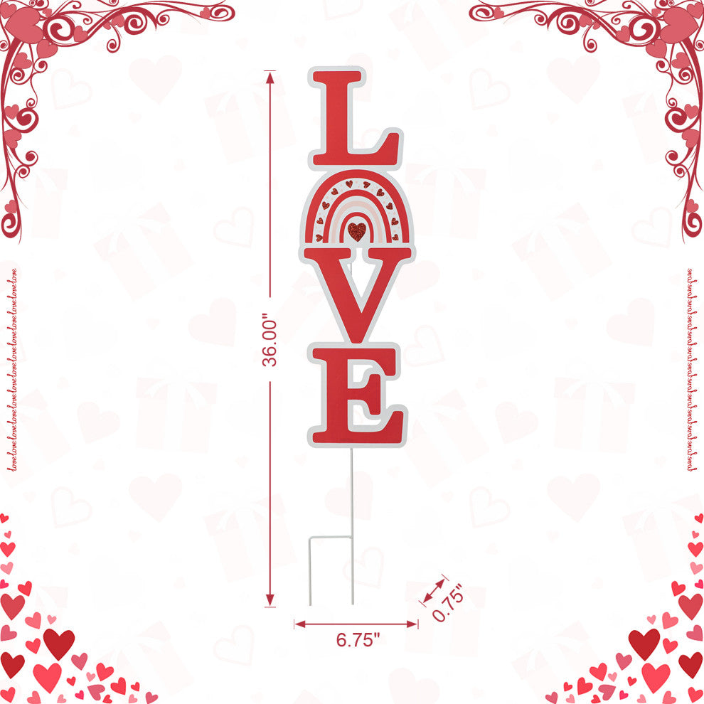 36''H Valentine's Metal Yard Stake