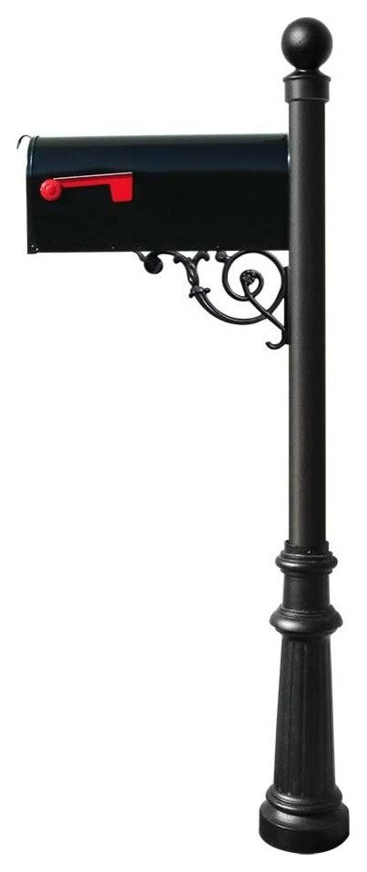 Lewiston Post System-E1 Economy Mailbox, Mounting Plate, Black