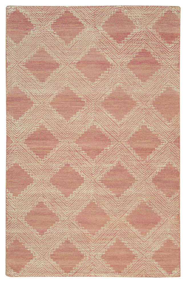Hand-Tufted Wool Pink Contemporary Spring 2020 Rug, 5'x8'