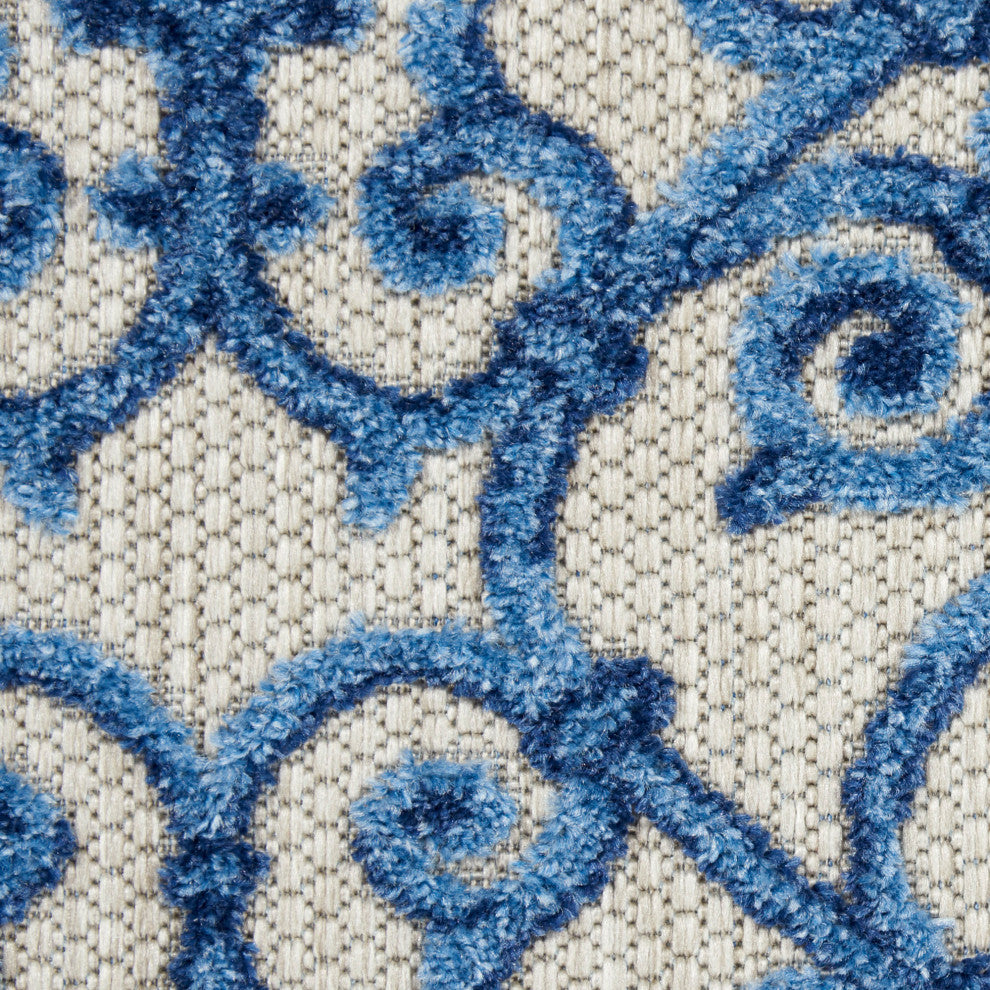 Nourison Aloha 2'3" x 10' Grey Blue Contemporary Rug