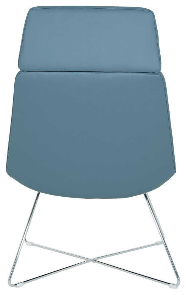 Geena Guest Chair, Dillon Blue With Chrome Sled Base