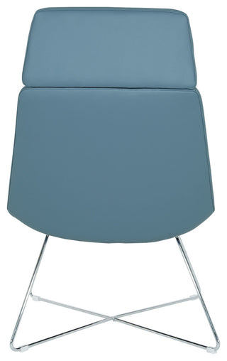 Geena Guest Chair, Dillon Blue With Chrome Sled Base