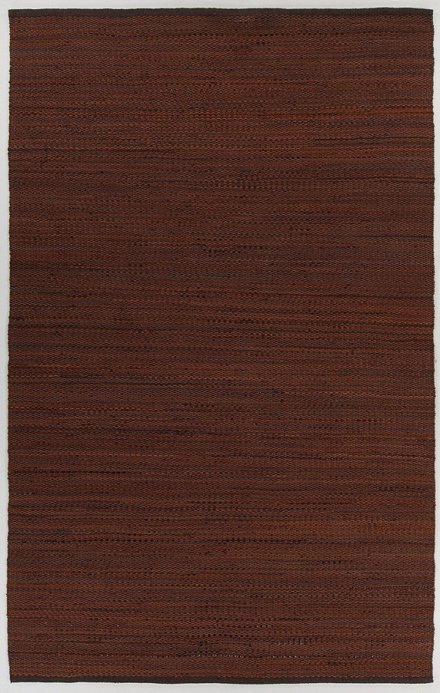 Senuri Handwoven Contemporary Leather Revrsible Rug, Brown, 9'x13'
