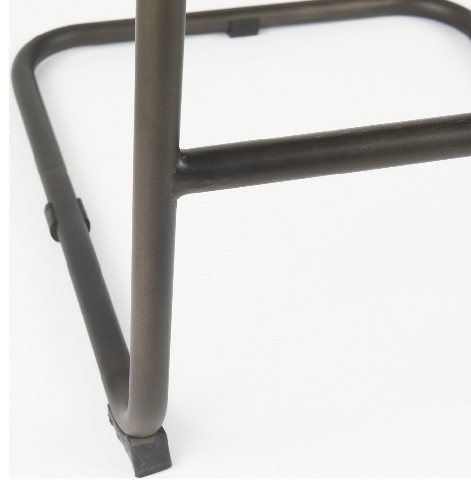 Black Leather Iron Framed Bar Stool