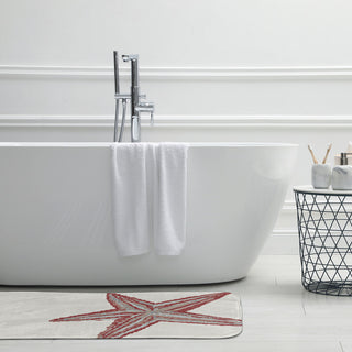 34" x 21" Large Starfish Bathmat, Ligonberry Red
