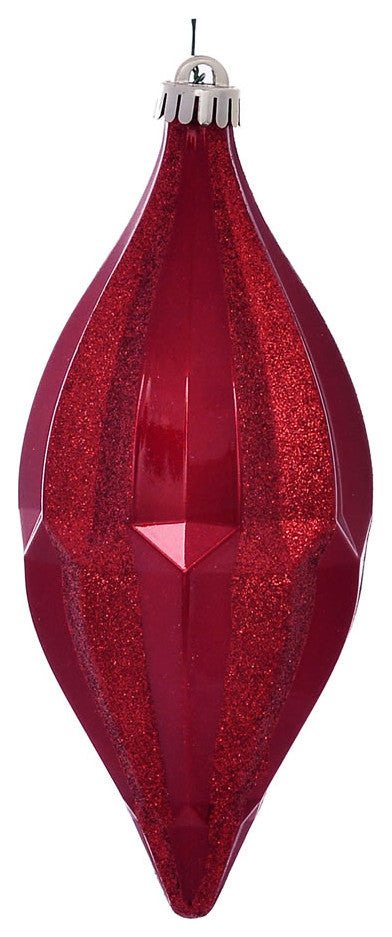Vickerman Mc191103D 10" Red Candy Glitter Shuttle Christmas Ornament, Pack of 2