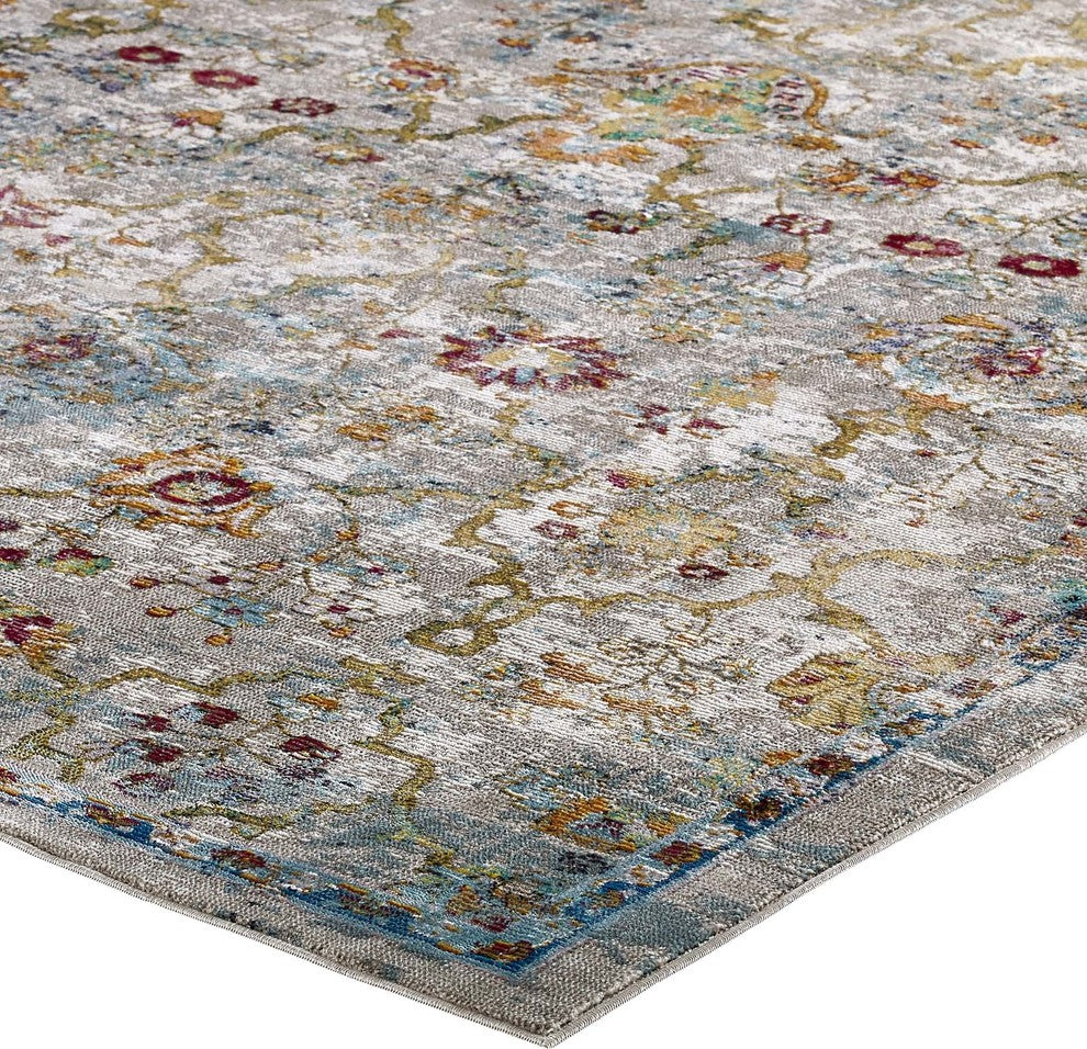 Success Manuka Distressed Vintage Floral Lattice 8x10 Area Rug, Multicolored