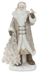 Santa Figurine With Deer and Pine Tree Accents, 2-Piece Set