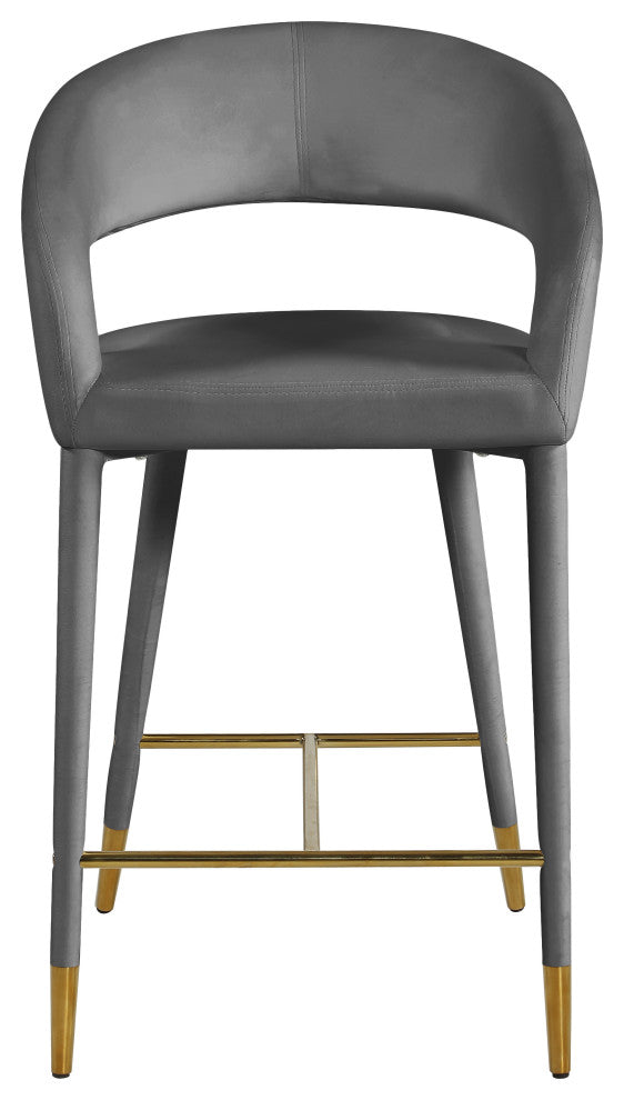 Destiny Counter Stool, Grey, Velvet