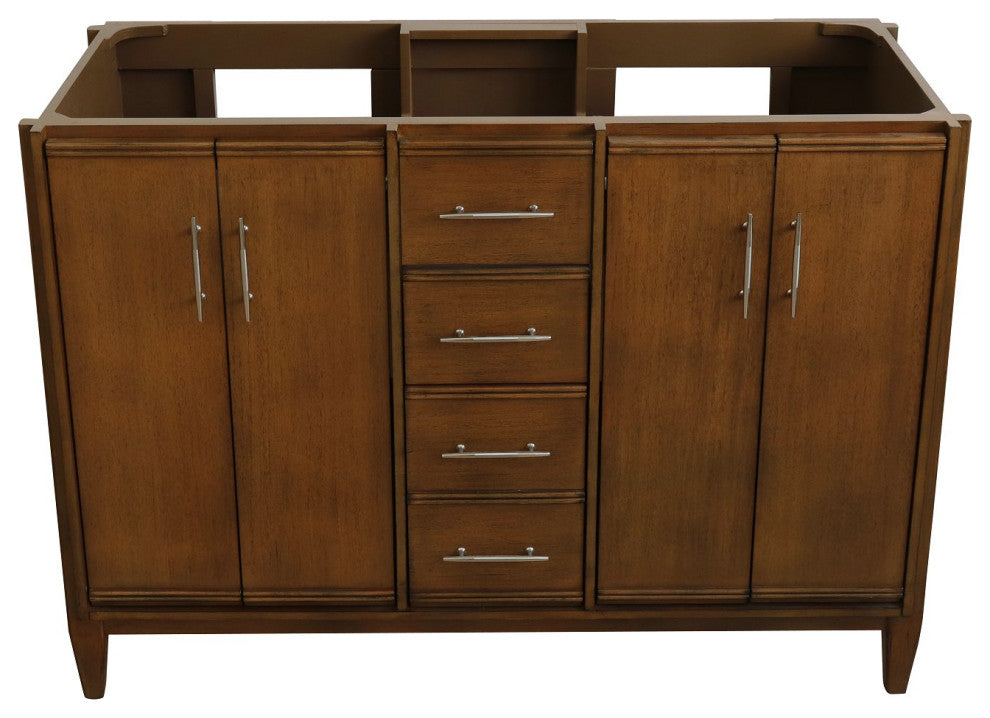 48" Double Sink Vanity, Walnut Finish - Cabinet Only