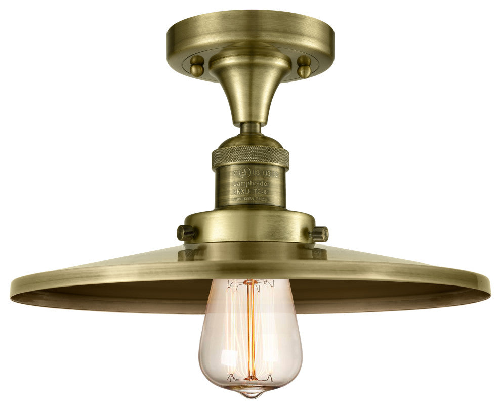 Innovations 517-1CH-AB-MFR-AB-12-LED 1 Light Semi-Flush Mount, Antique Brass