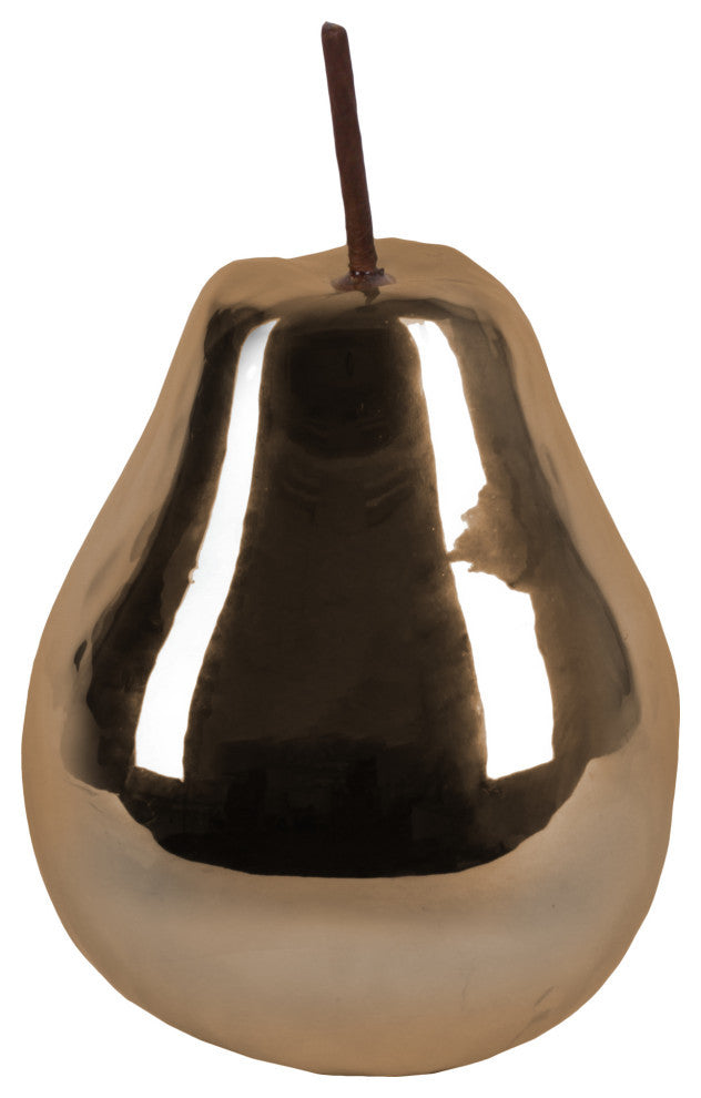 Ceramic Pear Figurine With Stem, Bronze