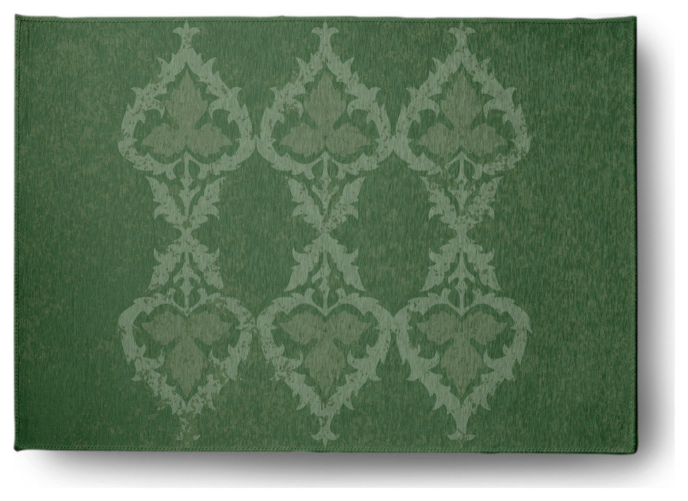 Fancy Leaves Soft Chenille Area Rug, Green, 5'x7'