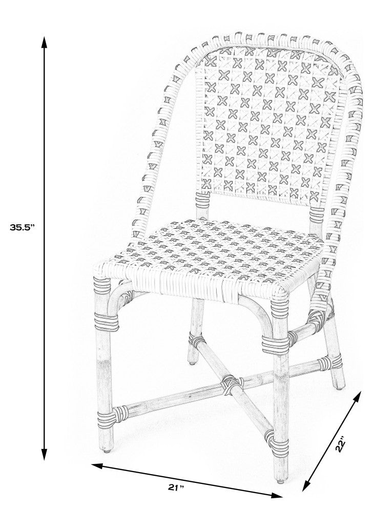 Tenor White and Black Rattan Side Chair