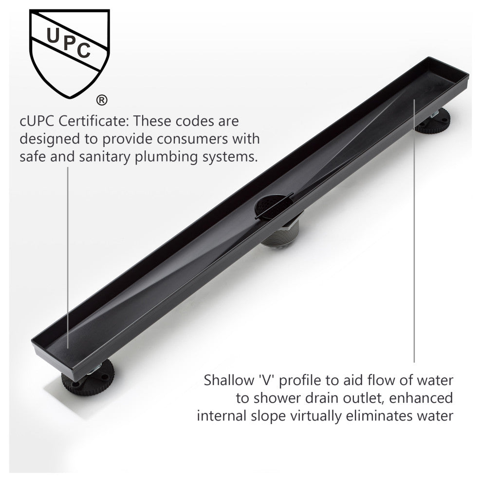 HEATGENE Linear Shower Drain Stainless Steel Rectangle Shower Drain, Venetian Br
